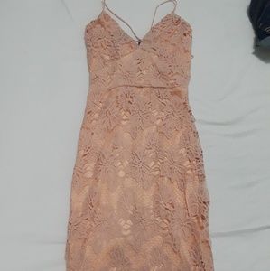 Pink lace strap dress